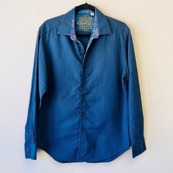 Robert Graham luxury Blue Button Up Dress Shirt Small - Picture 1 of 11